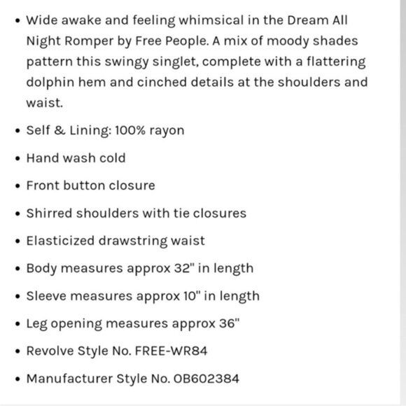 FREE PEOPLE Dream All Night Romper in Sky EUC sz S - Picture 4 of 10